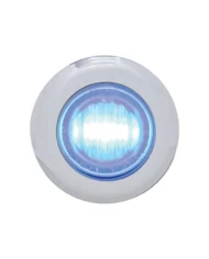 (CARD) STAINLESS STEEL 3 BLUE LED MINI CLEARANCE/MARKER LIGHT - CLEAR LENS