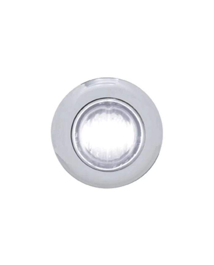 (CARD) 3 WHITE LED MINI CLEARANCE/MARKER LIGHT WITH STAINLESS STEEL BEZEL - CLEAR LENS