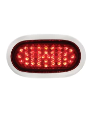 (CARD) 40 RED LED VINTAGE OVAL S/T/T LIGHT W/ CHROME FLUSH MOUNT BEZEL - RED LENS