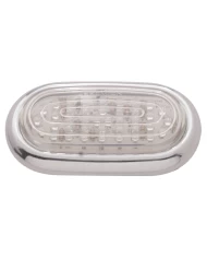 (CARD) 40 RED LED VINTAGE OVAL S/T/T LIGHT W/ CHROME FLUSH MOUNT BEZEL - CLEAR LENS (CARD) 40 RED LED VINTAGE OVAL S/T/T LIGHT W/ CHROME FLUSH MOUNT BEZEL - CLEAR LENS