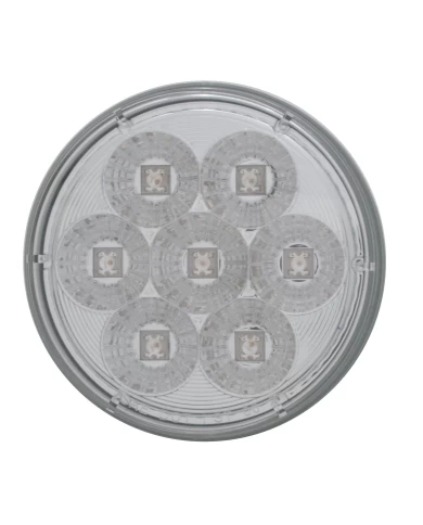 (CARD) 7 AMBER LED 4" P/T/C LIGHT - CLEAR LENS