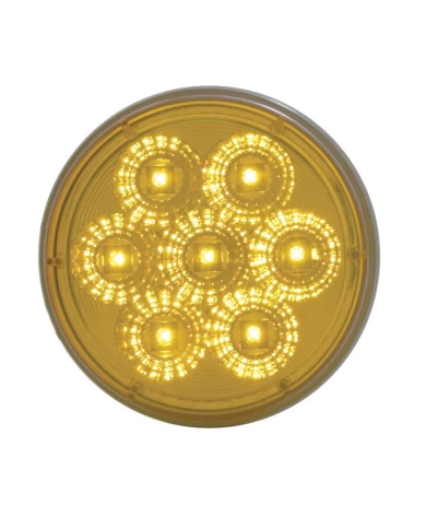 (CARD) 7 AMBER LED 4" P/T/C LIGHT - CLEAR LENS