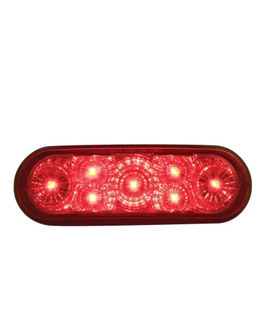 (CARD) 7 RED LED OVAL S/T/T & P/T/C LIGHT - RED LENS