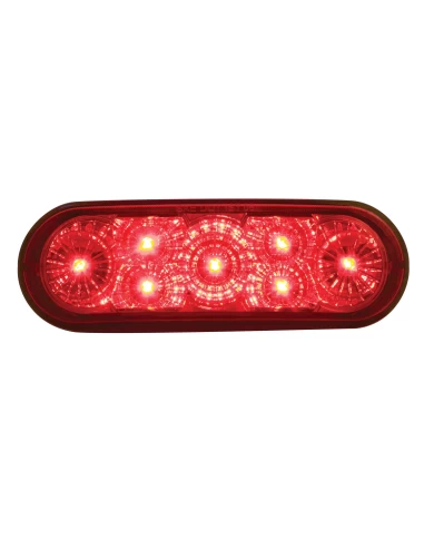 (CARD) 7 RED LED OVAL S/T/T & P/T/C LIGHT - RED LENS