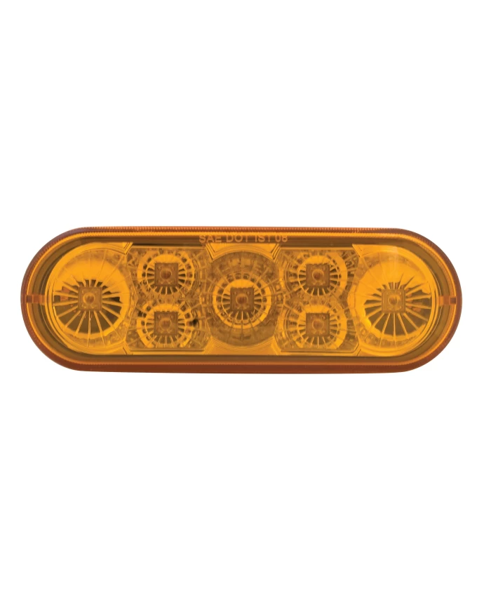 (CARD) 7 AMBER LED OVAL S/T/T & P/T/C LIGHT - AMBER LENS