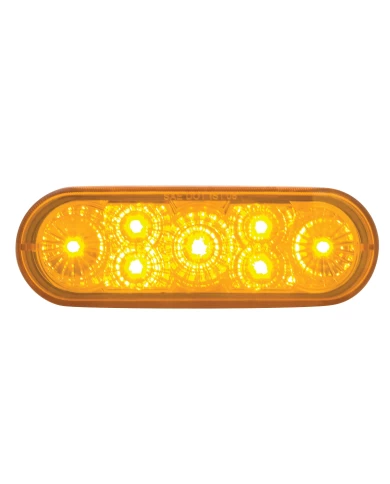 (CARD) 7 AMBER LED OVAL S/T/T & P/T/C LIGHT - AMBER LENS