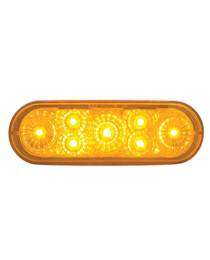 (CARD) 7 AMBER LED OVAL S/T/T & P/T/C LIGHT - AMBER LENS