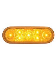 (CARD) 7 AMBER LED OVAL S/T/T & P/T/C LIGHT - AMBER LENS