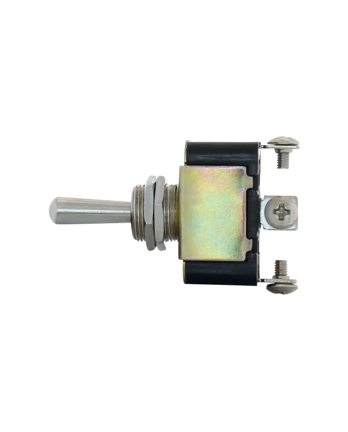 (BULK) 3 PIN, 10 AMP - 12 VOLTS D.C., ON - OFF - ON METAL TOGGLE SWITCH W/ 3 SCREW TERMINALS (BULK) 3 PIN, 10 AMP - 12 VOLTS D.C., ON - OFF - ON METAL TOGGLE SWITCH W/ 3 SCREW TERMINALS