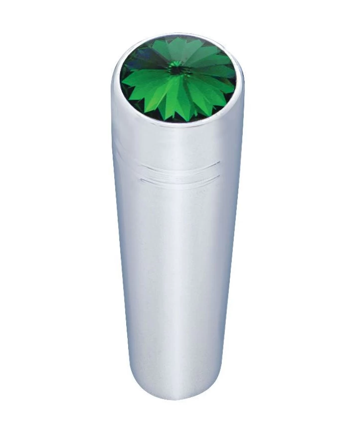 (CARD) CHROME PETERBILT SHORT TOGGLE SWITCH EXTENSION W/ DIAMOND - GREEN