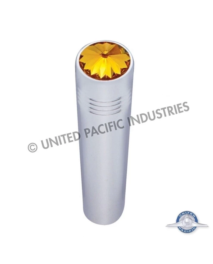 (CARD) CHROME PETERBILT LONG TOGGLE SWITCH EXTENSION W/ DIAMOND - AMBER