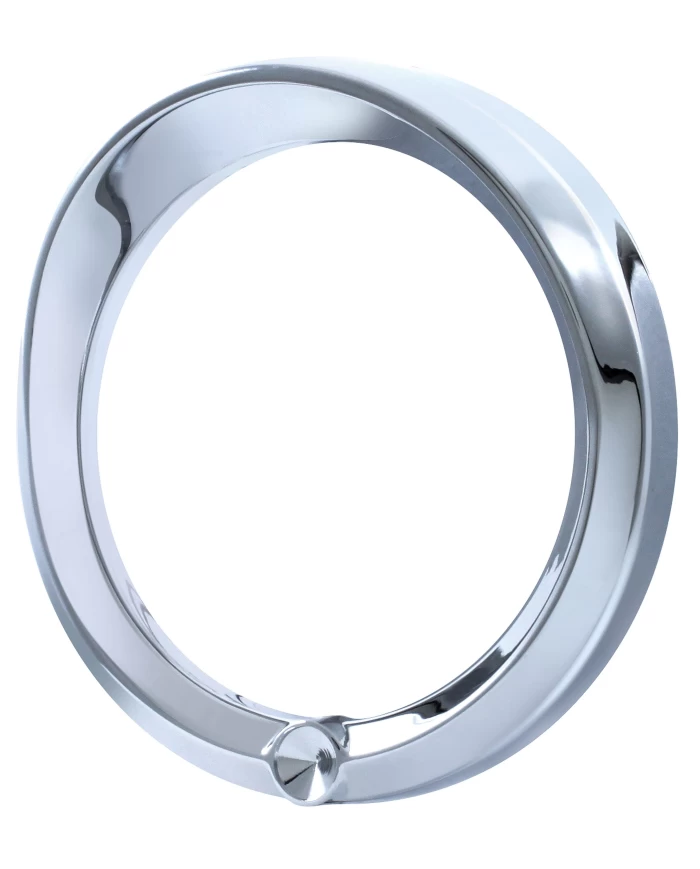 (BULK) CHROME 2006+ PETERBILT SPEED/TACHOMETER GAUGE COVER W/ VISOR - INDENTED