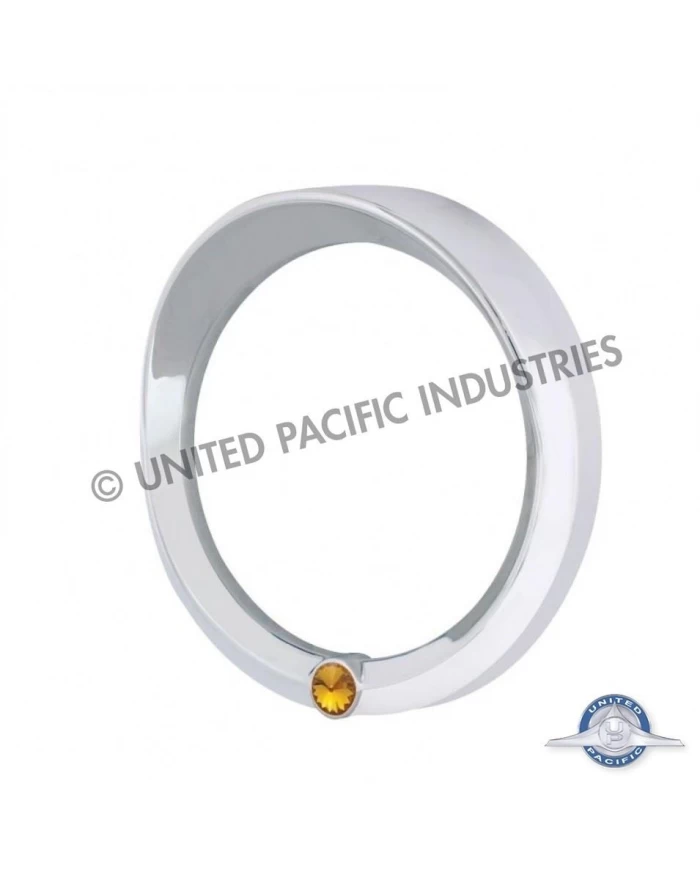 (CARD) CHROME 2006+ PETERBILT SPEED/TACHOMETER GAUGE COVER W/ VISOR & DIAMOND - AMBER