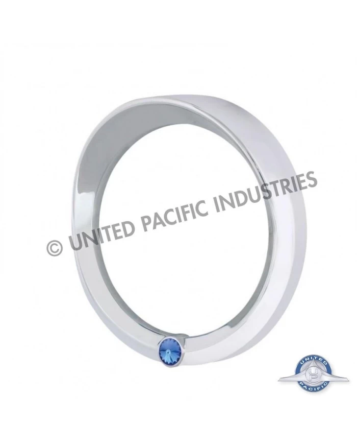 (CARD) CHROME 2006+ PETERBILT SPEED/TACHOMETER GAUGE COVER W/ VISOR & DIAMOND - BLUE