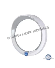 (CARD) CHROME 2006+ PETERBILT SPEED/TACHOMETER GAUGE COVER W/ VISOR & DIAMOND - BLUE