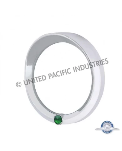 (CARD) CHROME 2006+ PETERBILT SPEED/TACHOMETER GAUGE COVER W/ VISOR & DIAMOND - GREEN (CARD) CHROME 2006+ PETERBILT SPEED/TACHOMETER GAUGE COVER W/ VISOR & DIAMOND - GREEN