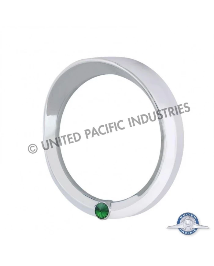 (CARD) CHROME 2006+ PETERBILT SPEED/TACHOMETER GAUGE COVER W/ VISOR & DIAMOND - GREEN (CARD) CHROME 2006+ PETERBILT SPEED/TACHOMETER GAUGE COVER W/ VISOR & DIAMOND - GREEN