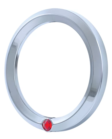 (CARD) CHROME 2006+ PETERBILT SPEED/TACHOMETER GAUGE COVER W/ DIAMOND - RED (CARD) CHROME 2006+ PETERBILT SPEED/TACHOMETER GAUGE COVER W/ DIAMOND - RED