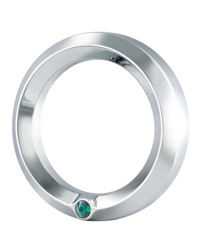 (CARD) CHROME KENWORTH SPEED/TACHOMETER GAUGE COVER W/ DIAMOND - GREEN