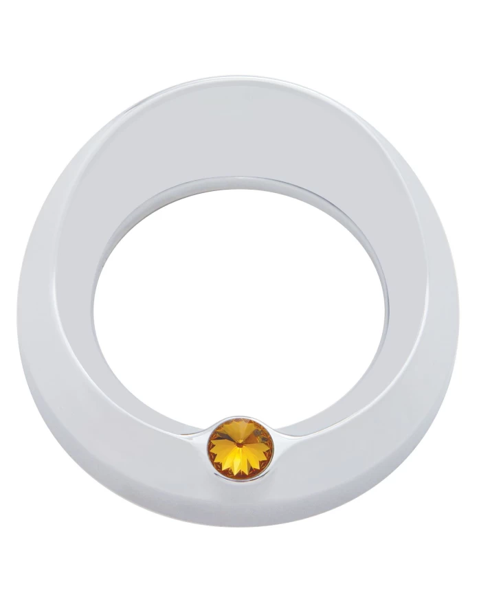 (CARD) CHROME PETERBILT SPEED/TACHOMETER GAUGE COVER W/ VISOR & DIAMOND - AMBER