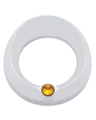 (CARD) CHROME PETERBILT SPEED/TACHOMETER GAUGE COVER W/ VISOR & DIAMOND - AMBER