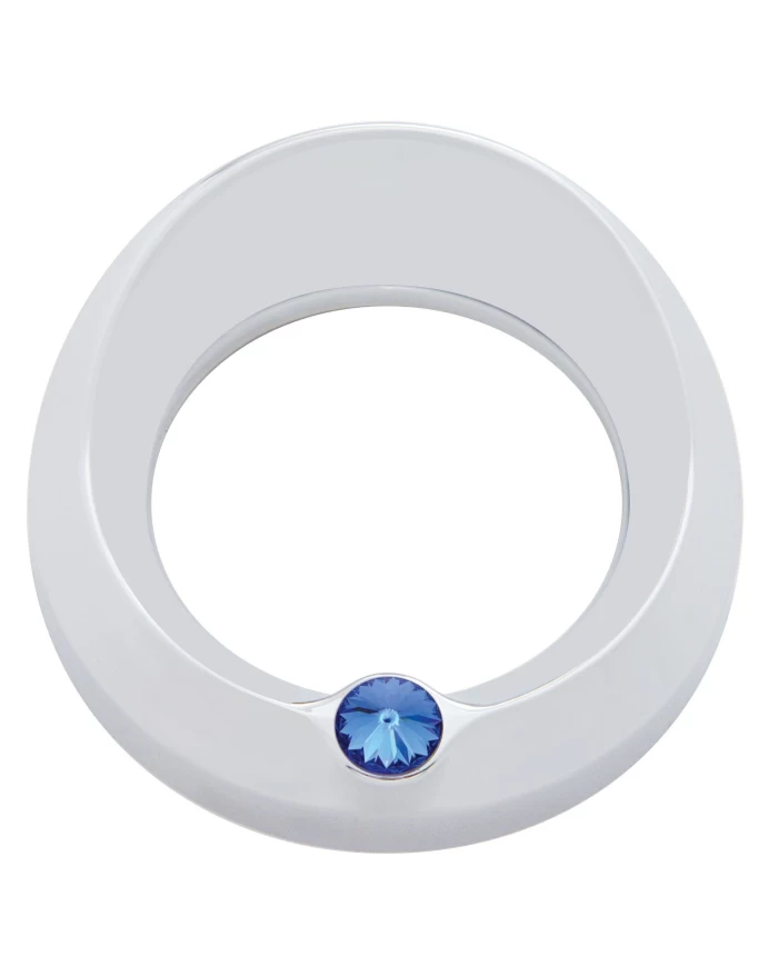 (CARD) CHROME PETERBILT SPEED/TACHOMETER GAUGE COVER W/ VISOR & DIAMOND - BLUE