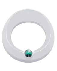 (CARD) CHROME PETERBILT SPEED/TACHOMETER GAUGE COVER W/ VISOR & DIAMOND - GREEN