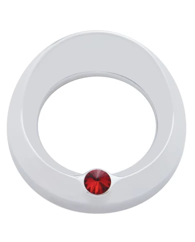 (CARD) CHROME PETERBILT SPEED/TACHOMETER GAUGE COVER W/ VISOR & DIAMOND - RED (CARD) CHROME PETERBILT SPEED/TACHOMETER GAUGE COVER W/ VISOR & DIAMOND - RED