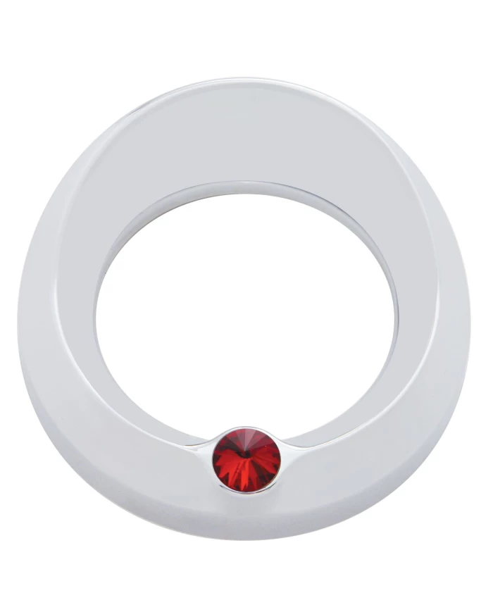 (CARD) CHROME PETERBILT SPEED/TACHOMETER GAUGE COVER W/ VISOR & DIAMOND - RED (CARD) CHROME PETERBILT SPEED/TACHOMETER GAUGE COVER W/ VISOR & DIAMOND - RED
