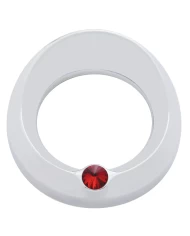(CARD) CHROME PETERBILT SPEED/TACHOMETER GAUGE COVER W/ VISOR & DIAMOND - RED (CARD) CHROME PETERBILT SPEED/TACHOMETER GAUGE COVER W/ VISOR & DIAMOND - RED