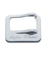 (CARD) CHROME PLASTIC PETERBILT ROCKER SWITCH COVER - "FIFTH WHEEL" MOLDED SCRIPT (CARD) CHROME PLASTIC PETERBILT ROCKER SWITCH COVER - "FIFTH WHEEL" MOLDED SCRIPT