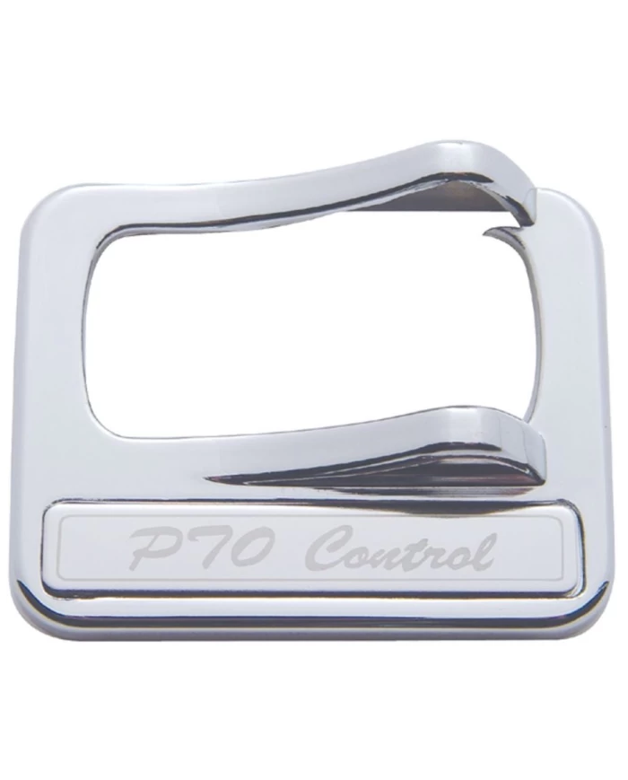 (CARD) CHROME PLASTIC PETERBILT ROCKER SWITCH COVER - "PTO CONTROL" STAINLESS STEEL PLAQUE (CARD) CHROME PLASTIC PETERBILT ROCKER SWITCH COVER - "PTO CONTROL" STAINLESS STEEL PLAQUE