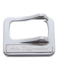 (CARD) CHROME PLASTIC PETERBILT ROCKER SWITCH COVER - "AXLE DIFFERENTIAL" STAINLESS STEEL PLAQUE