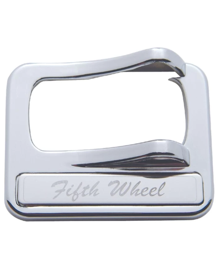 (CARD) CHROME PLASTIC PETERBILT ROCKER SWITCH COVER - "FIFTH WHEEL" STAINLESS STEEL PLAQUE (CARD) CHROME PLASTIC PETERBILT ROCKER SWITCH COVER - "FIFTH WHEEL" STAINLESS STEEL PLAQUE