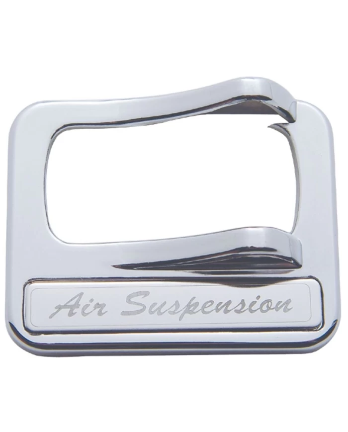 (CARD) CHROME PLASTIC PETERBILT ROCKER SWITCH COVER - "AIR SUSPENSION" STAINLESS STEEL PLAQUE