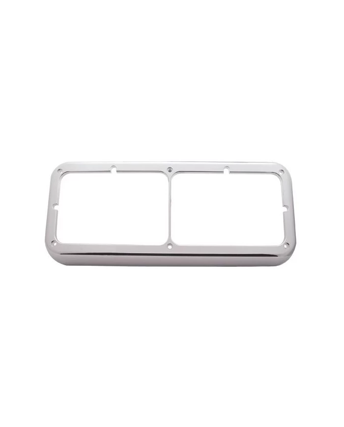 (CARD) CHROME PLASTIC DUAL HEADLIGHT RECTANGULAR BEZEL