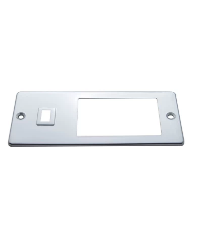 (CARD) CHROME PLASTIC PETERBILT DOME LIGHT COVER W/ LARGE RECTANGULAR OPENING (CARD) CHROME PLASTIC PETERBILT DOME LIGHT COVER W/ LARGE RECTANGULAR OPENING