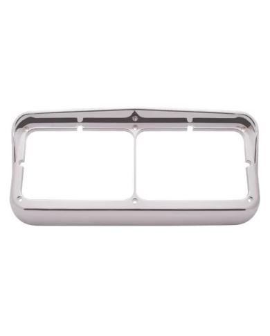 (SKPK) CHROME PLASTIC RECTANGULAR DUAL HEADLIGHT BEZEL W/ VISOR (SKPK) CHROME PLASTIC RECTANGULAR DUAL HEADLIGHT BEZEL W/ VISOR