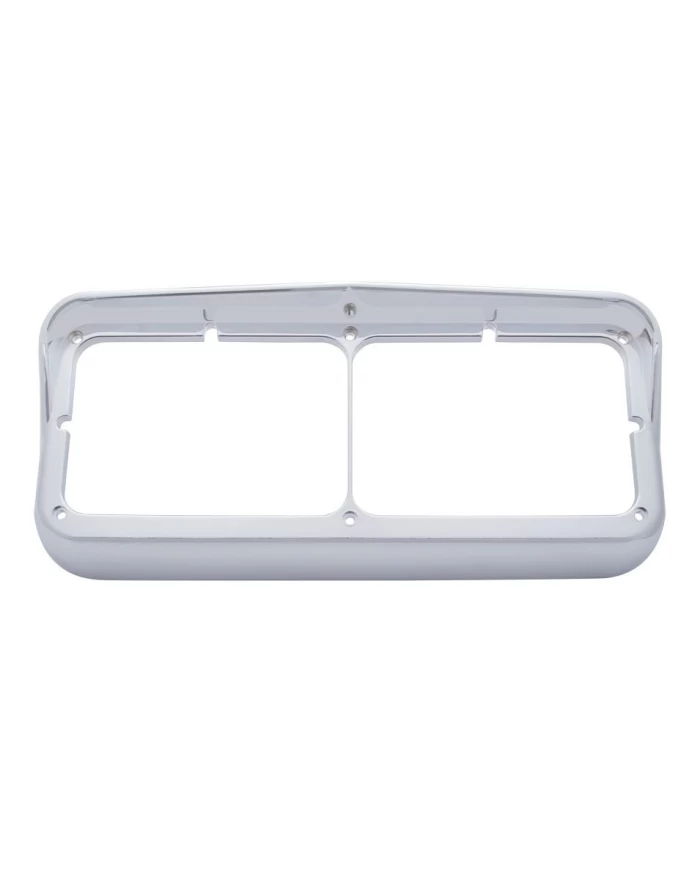 (BULK) CHROME PLASTIC RECTANGULAR DUAL HEADLIGHT BEZEL W/ VISOR (BULK) CHROME PLASTIC RECTANGULAR DUAL HEADLIGHT BEZEL W/ VISOR