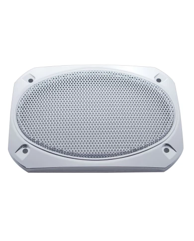(2/CARD) CHROME PLASTIC PETERBILT RECTANGULAR SPEAKER COVER (2/CARD) CHROME PLASTIC PETERBILT RECTANGULAR SPEAKER COVER