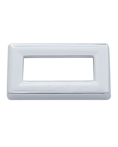 (6/CARD) CHROME PLASTIC EARLY PETERBILT TOGGLE SWITCH LABEL COVER (6/CARD) CHROME PLASTIC EARLY PETERBILT TOGGLE SWITCH LABEL COVER