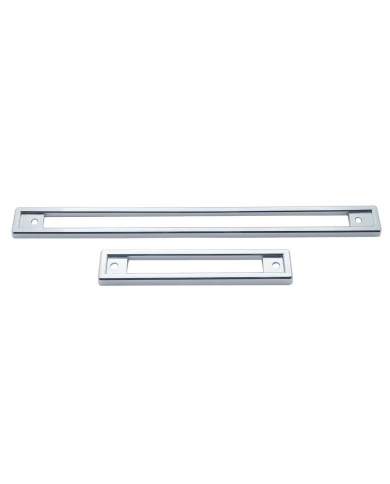 (2/CARD) CHROME PLASTIC EARLY PETERBILT INSTRUMENT PANEL COVERS (2/CARD) CHROME PLASTIC EARLY PETERBILT INSTRUMENT PANEL COVERS