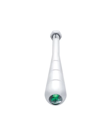 (CARD) CHROME ALUMINUM FREIGHTLINER 4 3/4" STEERING COLUMN TILT HANDLE W/ DIAMOND - GREEN (CARD) CHROME ALUMINUM FREIGHTLINER 4 3/4" STEERING COLUMN TILT HANDLE W/ DIAMOND - GREEN
