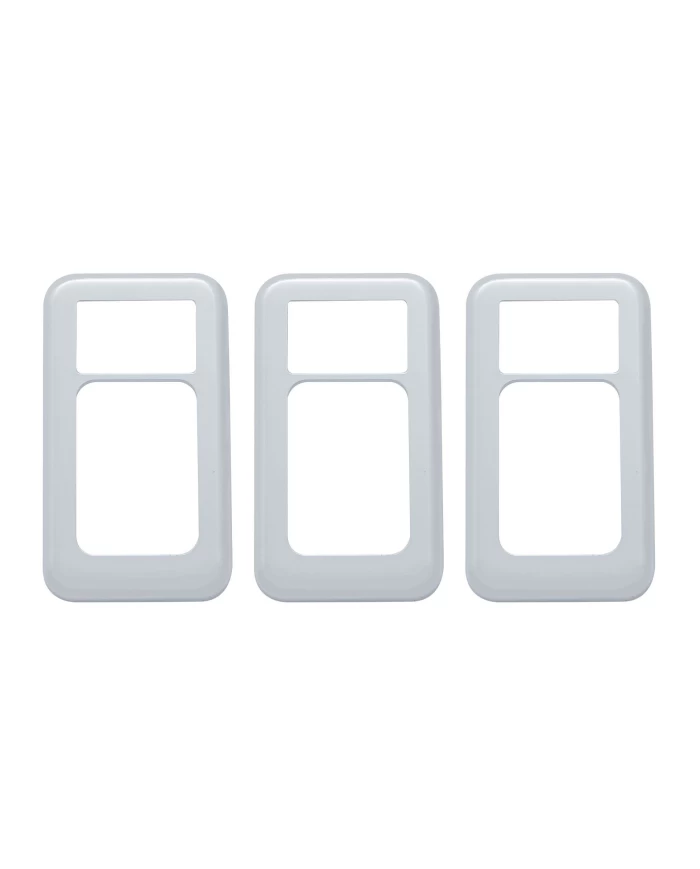 (3/CARD) CHROME PLASTIC INTERNATIONAL SWITCH TRIM (3/CARD) CHROME PLASTIC INTERNATIONAL SWITCH TRIM