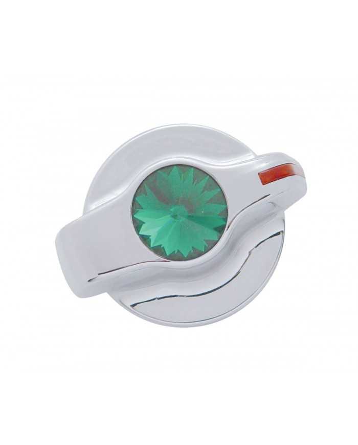 (CARD) CHROME PLASTIC 2006+ PETERBILT SIGNATURE A/C CONTROL KNOB W/ DIAMOND - GREEN (CARD) CHROME PLASTIC 2006+ PETERBILT SIGNATURE A/C CONTROL KNOB W/ DIAMOND - GREEN