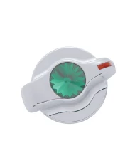 (CARD) CHROME PLASTIC 2006+ PETERBILT SIGNATURE A/C CONTROL KNOB W/ DIAMOND - GREEN (CARD) CHROME PLASTIC 2006+ PETERBILT SIGNATURE A/C CONTROL KNOB W/ DIAMOND - GREEN