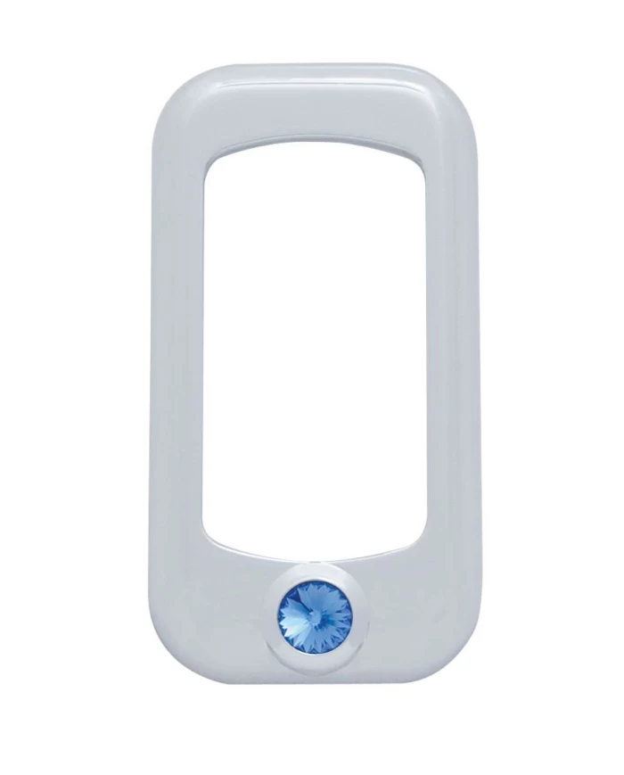 (3/CARD) CHROME PLASTIC ROCKER SWITCH TRIM W/ DIAMOND - BLUE