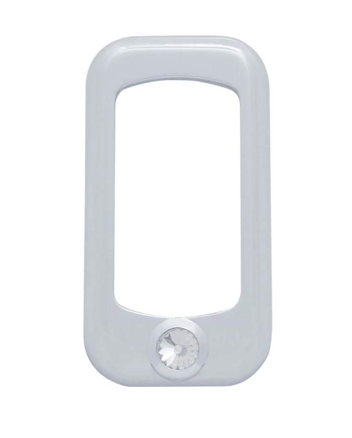 (3/CARD) CHROME PLASTIC ROCKER SWITCH TRIM W/ DIAMOND - CLEAR