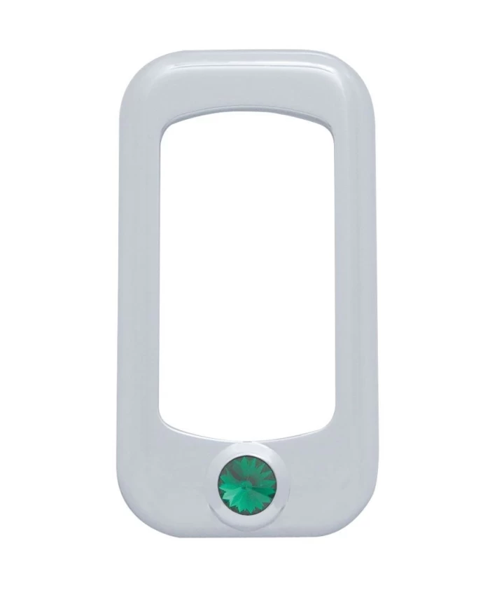 (3/CARD) CHROME PLASTIC ROCKER SWITCH TRIM W/ DIAMOND - GREEN
