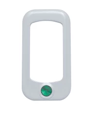 (3/CARD) CHROME PLASTIC ROCKER SWITCH TRIM W/ DIAMOND - GREEN